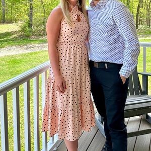 Maurice’s midi tie neck dress. Pink and black polka dot. Size XS